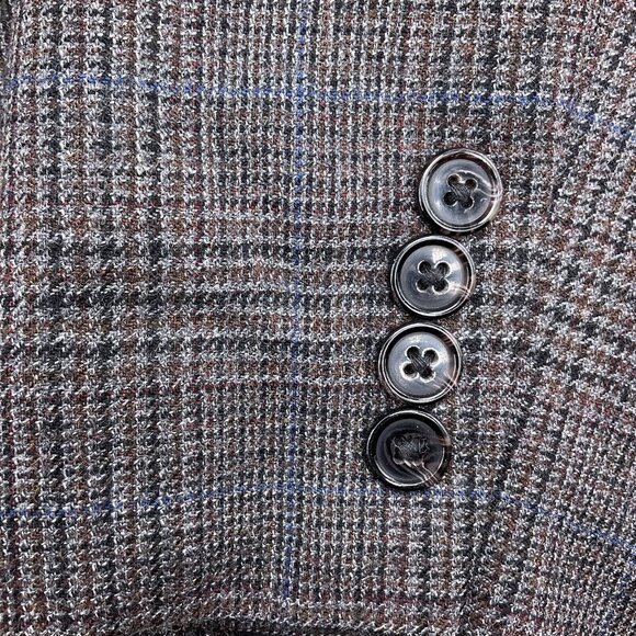Lauren Ralph Lauren Blazer Men 42L Blue Brown‎ Glen Plaid Classic Career Wool - Picture 4 of 14